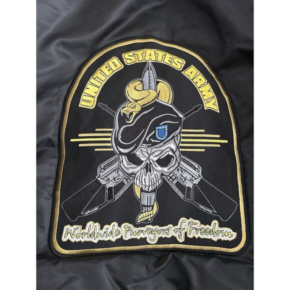 Vintage MA-1 Rothco Ultra Force Jacket Large Black Army Flyer Patches Bomber - Picture 13 of 13